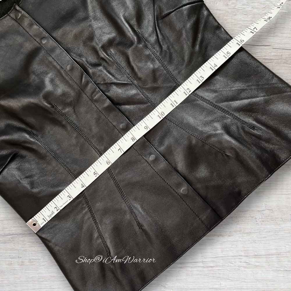 Carlisle genuine leather front wool crewneck snap cardigan *shop@iamwarrior - Picture 7 of 10